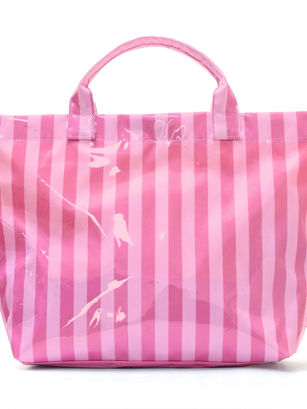PVC Tote Pink & Hot Pink Striped Vinyl Tote
